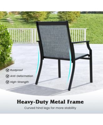 2 Piece Patio Dining Chairs with Breathable Seats and Metal Frame