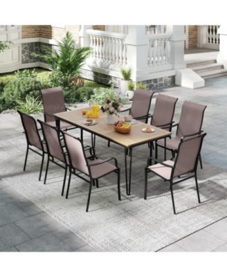 Patio Dining Chairs Set of Two with Wide Seat and Metal Frame