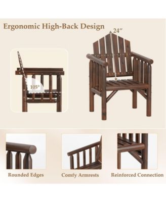 Outdoor Wooden Patio Dining Chair with Armrests