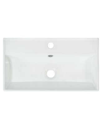 Rectangular Ceramic Bathroom Vessel Sink, Scratch and Stain Resistant, Modern White Countertop Basin, 21.6"x12.2"x5.1"