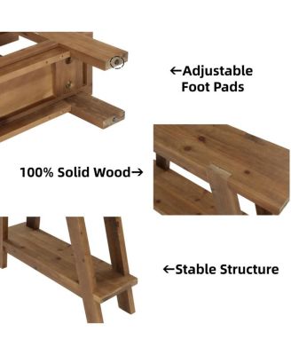  Solid Wood Entryway Table, 2-Tier Farmhouse Console Table with Storage, Narrow Sofa Table Behind Couch