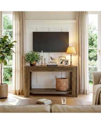 41.3'' Farmhouse Console Table, 2-Tier Sofa Entryway Table with Storage, Narrow Wooden Behind Couch
