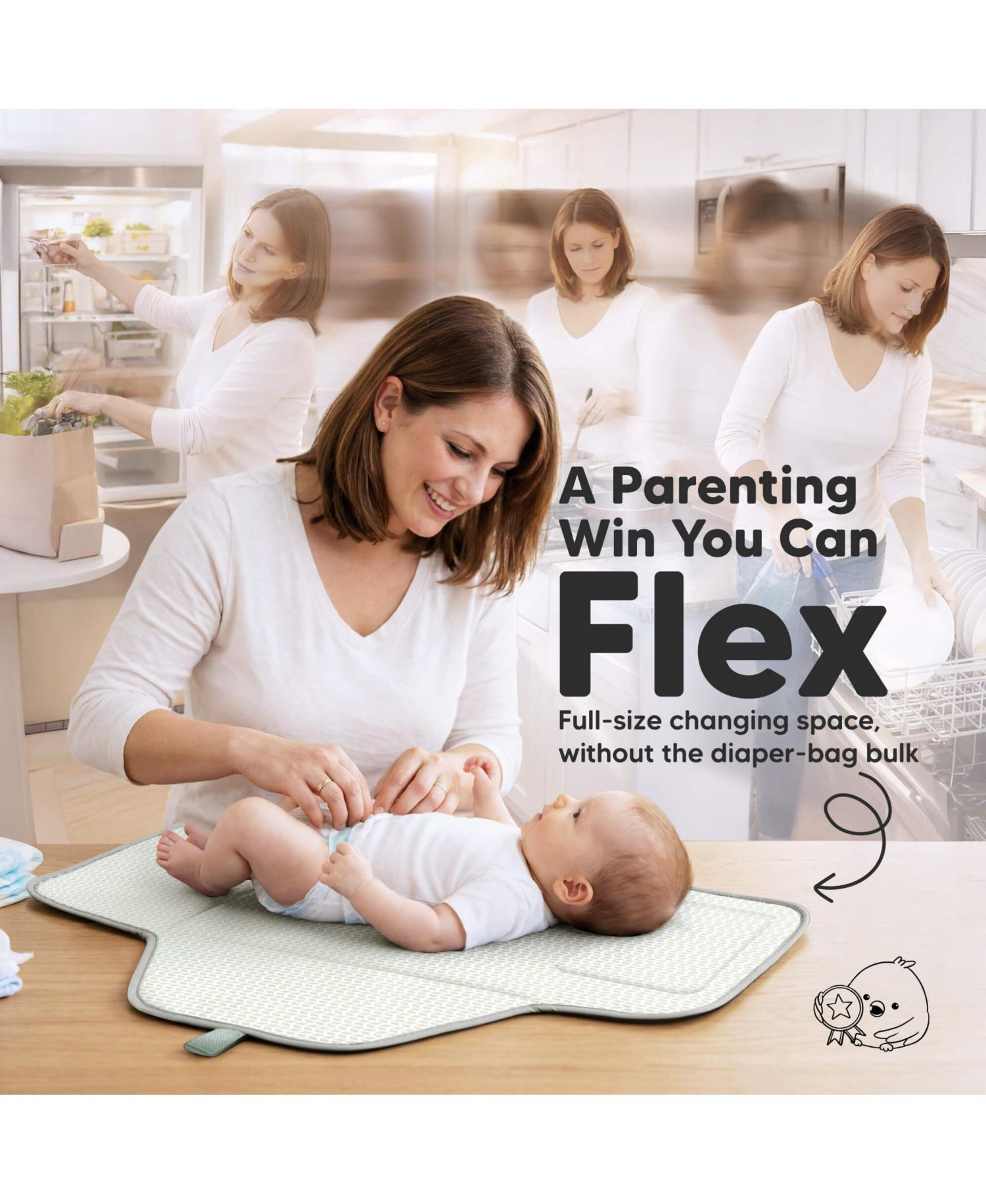 Flex Portable Changing Pad for Baby, Travel, Foldable Large Waterproof Baby Diaper Changing Mat for Diaper Bag