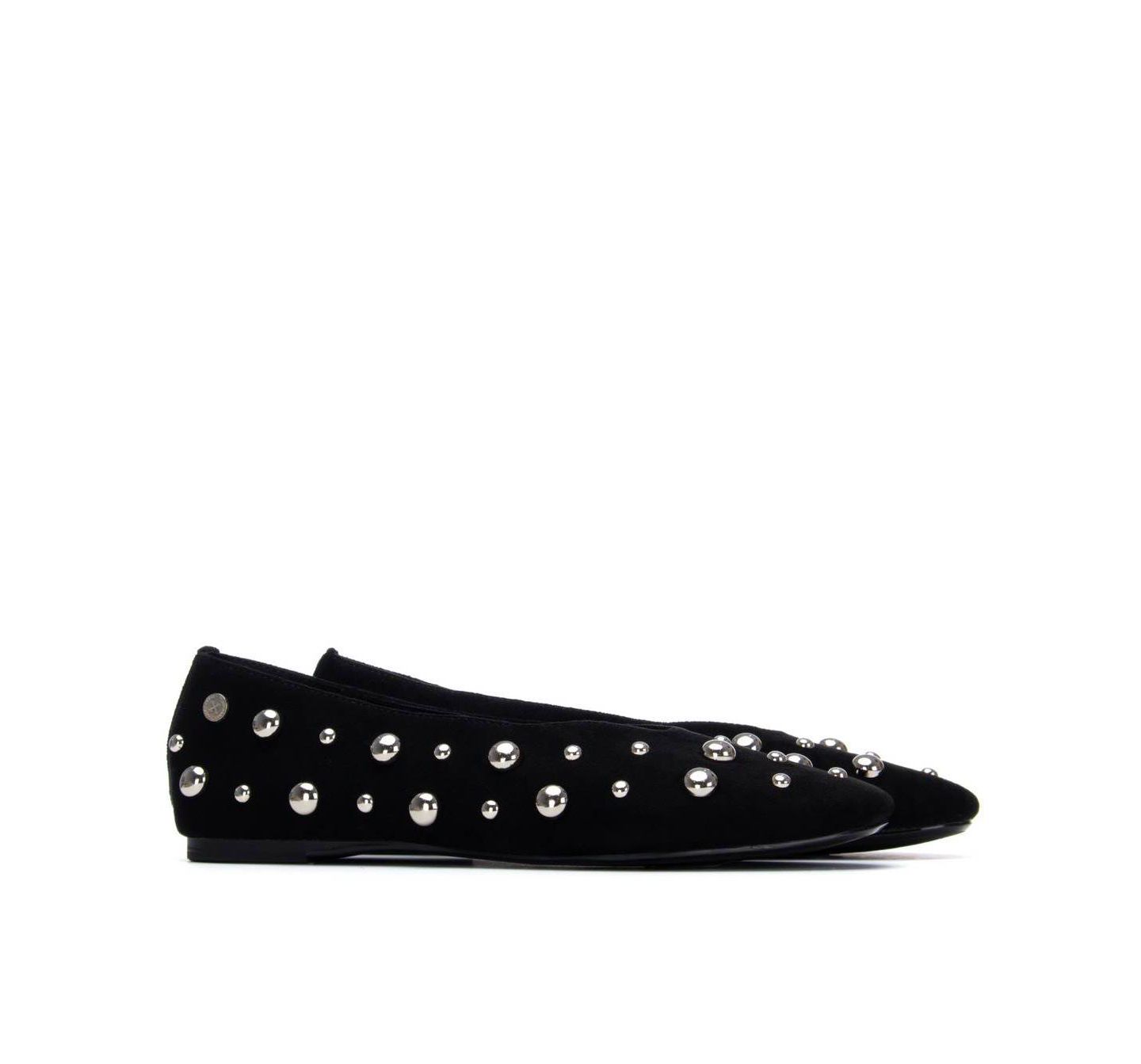 Женские балетки XTI Suede Studded Ballet Flats, цвет: Чёрный — фото 4