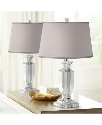 Sherry 25" High Modern Table Lamps Set of 2 Clear Crystal Living Room Bedroom Bedside Nightstand House