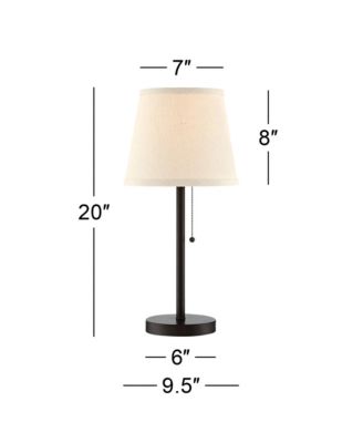Flesner 20" High Modern Accent Table Lamps Set of 2 USB Port AC Power Outlet Pull Chain Bronze Metal Charging