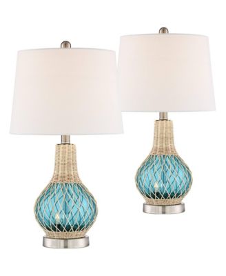 Alana 22 3/4" High Small Modern Coastal Accent Table Lamps Set of 2 LED Night Light Glass Living Room Bedroom