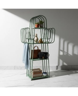 4-Tier Cactus Ladder Bookshelf Metal Storage Organizer for Small Spaces Bedroom Office