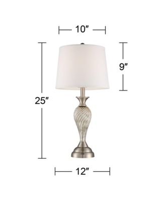 Arden 25" High Twist Column Traditional Table Lamps Set of 2 WiFi Smart Socket Silver Mercury Glass Living Room