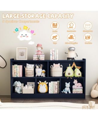 5 Cube Kids Bookcase - Wooden 2-Tier Storage Cabinet, Open Display Book Shelf for School Classroom, Playroom