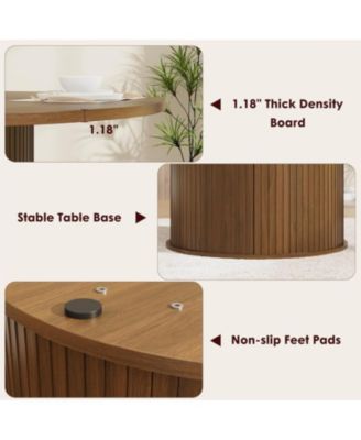 47 Inch Round Dining Table for 4, Kitchen Table Dinner Table with 2-Layer Storage Shelf and Wood Slide Door for Home Dining Room Living Room