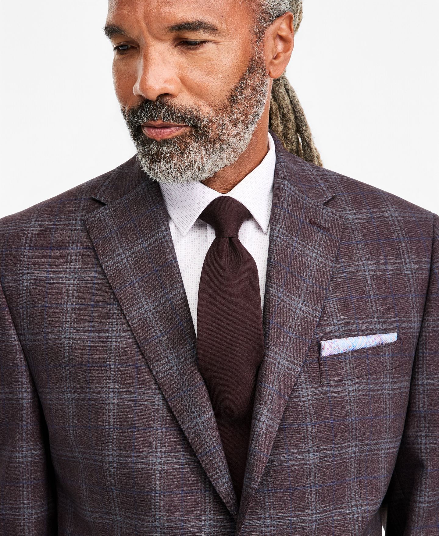 Мужская куртка Tayion Collection Classic-Fit Burgundy Plaid Suit Separate, цвет: Бордовый — фото 3