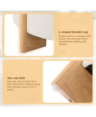 32" Round Tufted Ottoman - Coffee Table with Solid Wood Legs, Tufted Buttons and Piping Lines, Center Table for Living Room