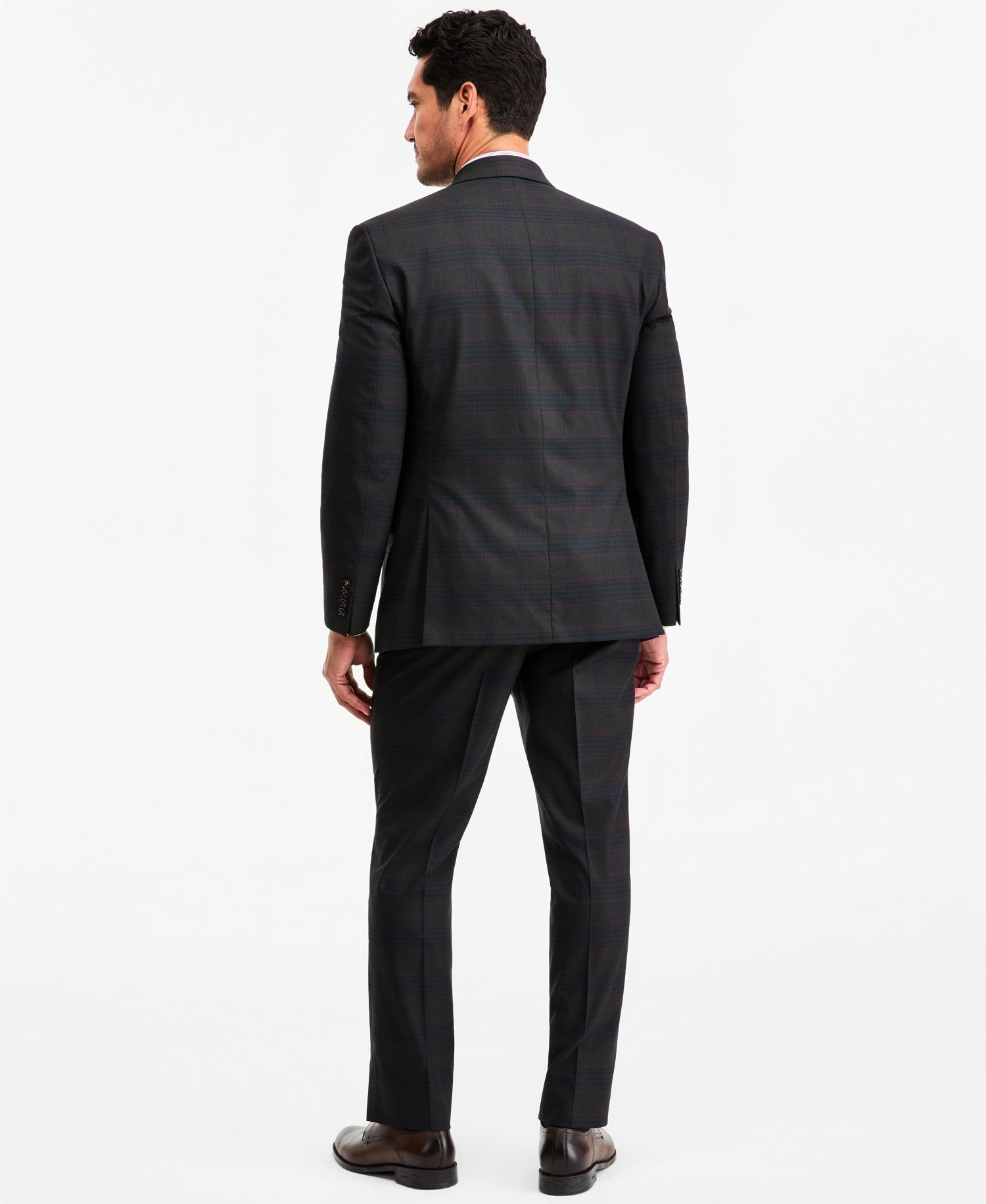 Men's Classic-Fit Green Plaid Suit Separate Double-Breasted Vest