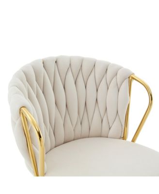 Velvet Bar Stool set Swivel Counter Height Chairs with Metal Frame and Woven Rope Backrest for Kitchen Island