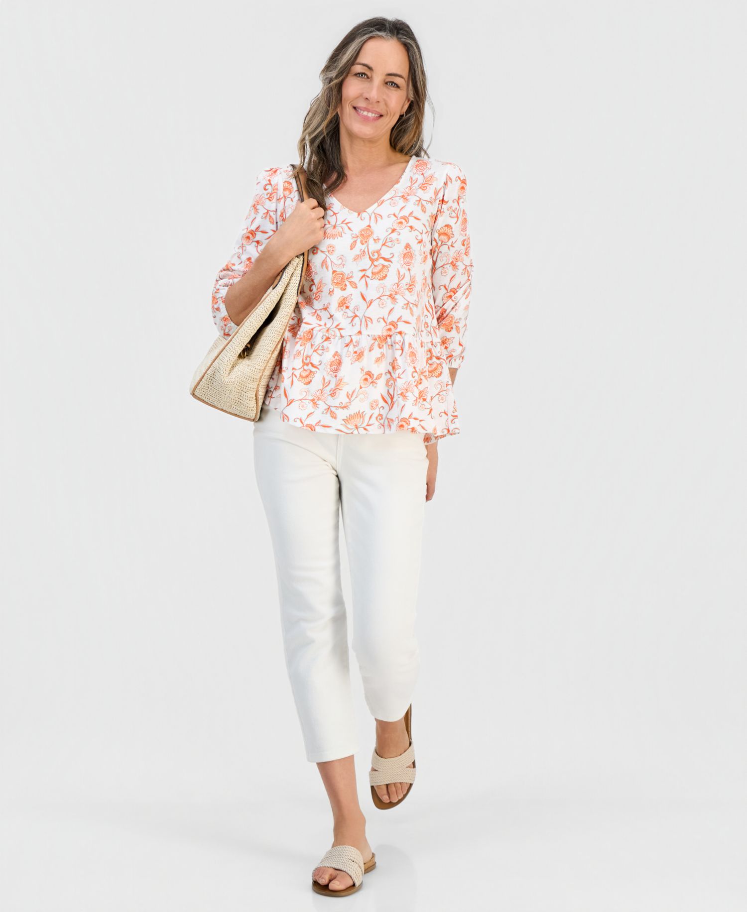 Petite V-Neck Paisley-Print Blouse