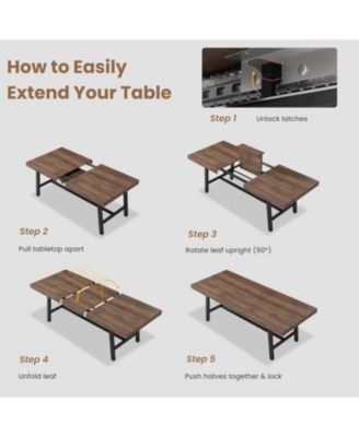 63-83" Extendable Dining Table, Industrial Rectangular Dining Room Table for 6-8 People, Expandable Kitchen Table with Heavy Duty Metal Frame