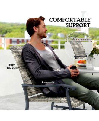 Outdoor Glider Chair Set Wicker Swivel Patio Glider