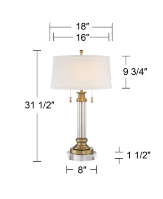 Rolland Traditional Table Lamp with Round Riser Antique Brass Crystal Drum Shade for Bedroom Living Room