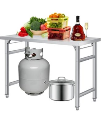 Stainless Steel Folding Table (48x24 in) - Commercial Work Table for Home, Kitchen, Restaurant, Garage, Camping, Outdoor, 520 LBS Load