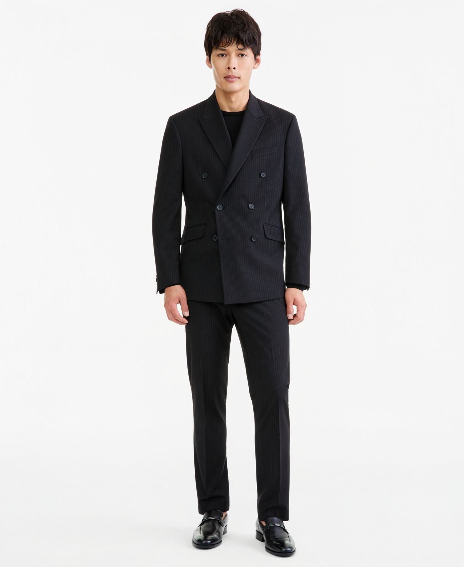 Men's Black Pinstripe Slim-Fit Techni-Cole Suit Separates