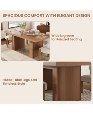 Dining Table with Storage, 70.8" Wood Kitchen Table with Thickened Tabletop and Fluted Legs, Dinner Tables for Kitchen Dining Room