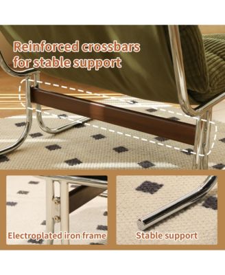 Modern Accent Chair, Upholstered Reading Chair with Metal Chrome Frame, Comfy Living Room Chair for Home Office and Bedroom