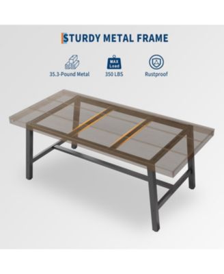 Industrial Dining Table for 4-6 People, 63" Long Large Kitchen Table with Sturdy Metal Frame, Rectangular Counter.