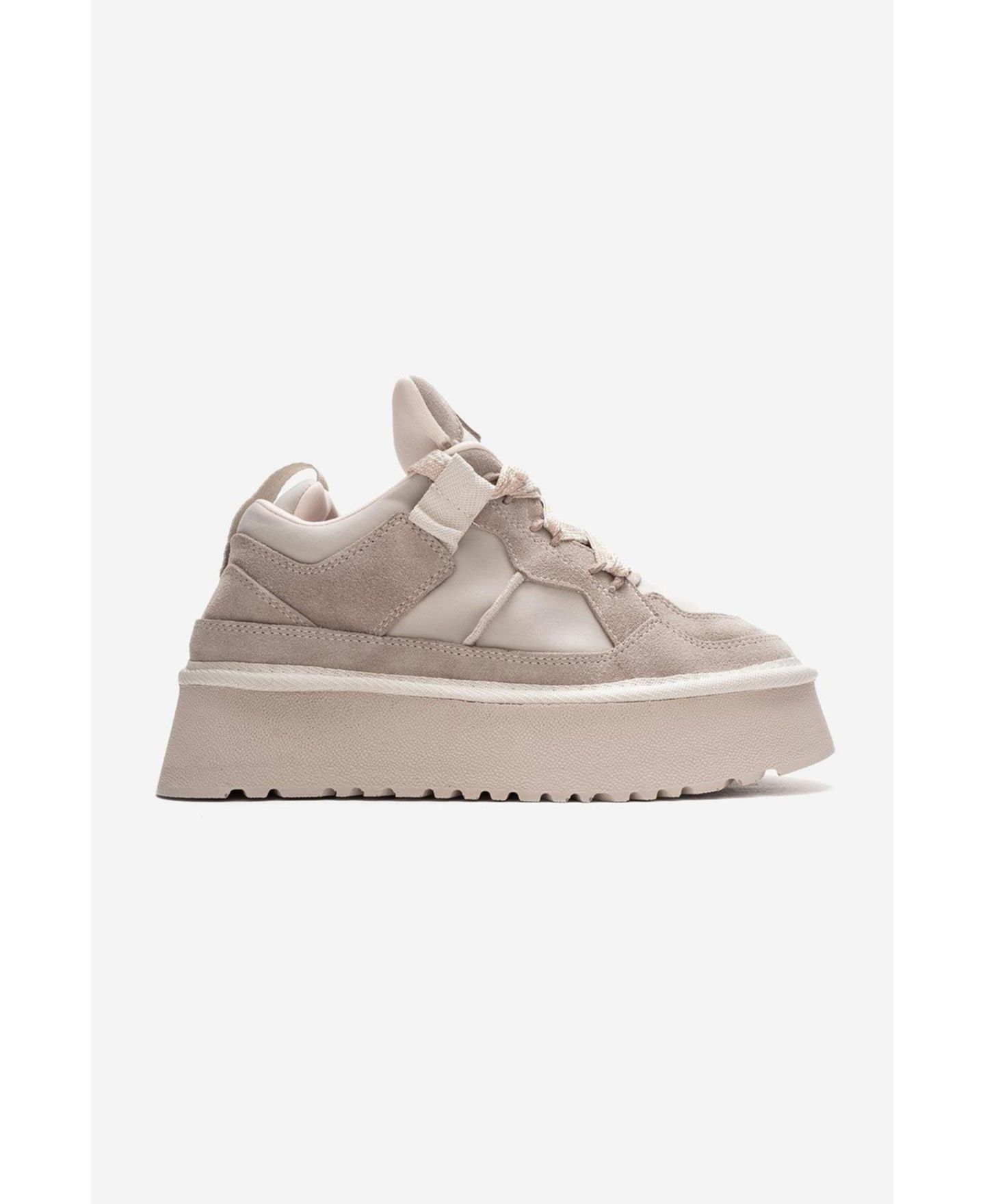Женские кожаные кроссовки Forever & Always Shoes Riven на платформе, цвет: Бежевый замшевый — фото 2
