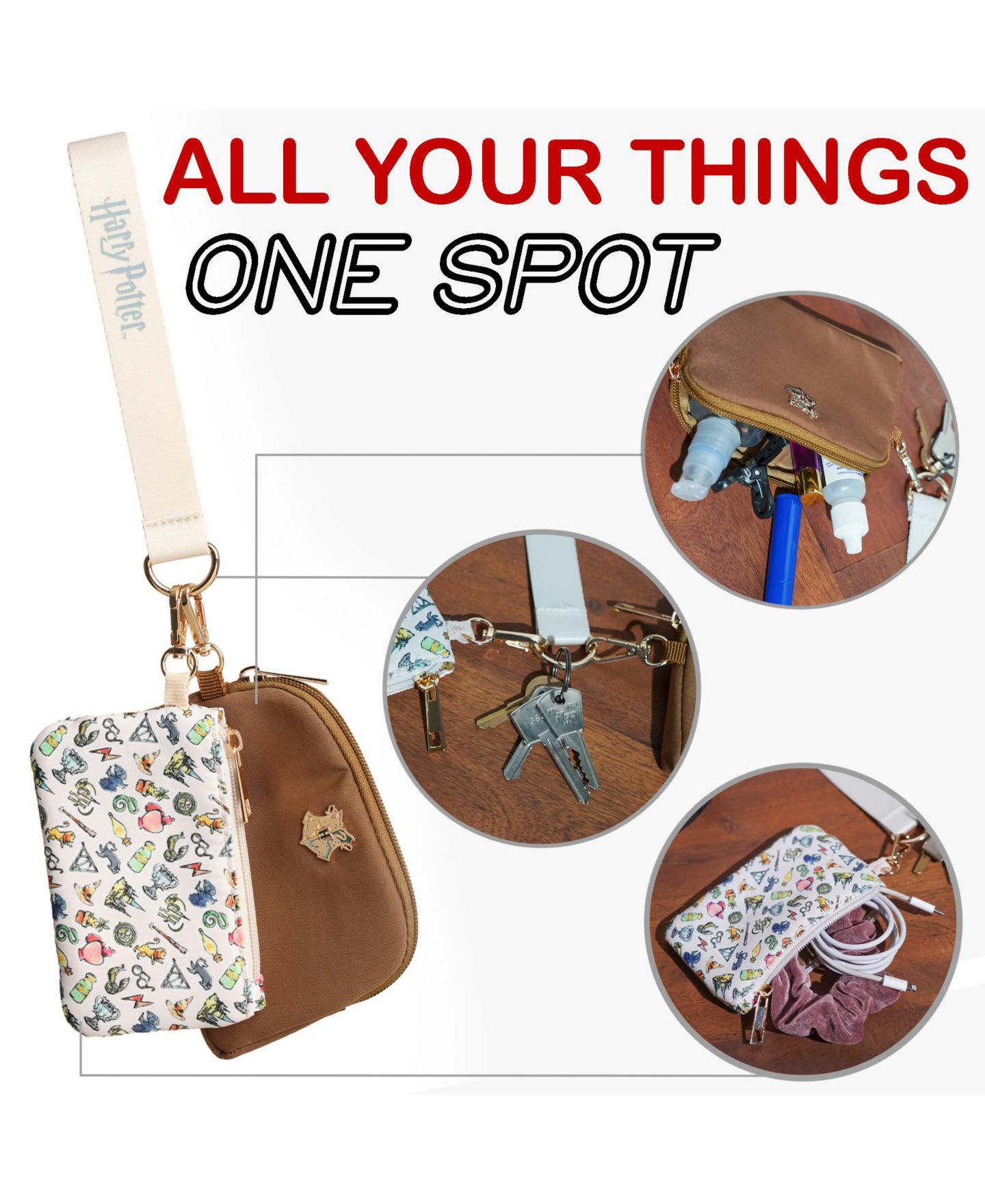 Женские кошельки Harry Potter Magical Icons 2-Piece Adult Coin Purse and Wristlet, цвет: Белый / Коричневый — фото 4
