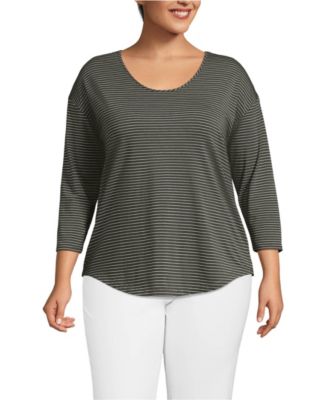 Plus Size 3/4 Sleeve Lightweight Jersey Shirttail Tee