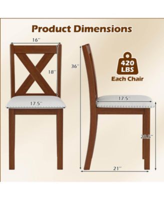 Wooden Dining Chair Set of 2 w/Acacia Wood Legs Padded Seat Curved Back