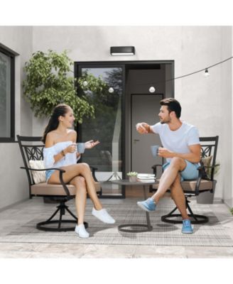 Patio Metal Swivel Chairs Set of 4 Fabric Bistro Rocker Chairs w/ Curved Armrests