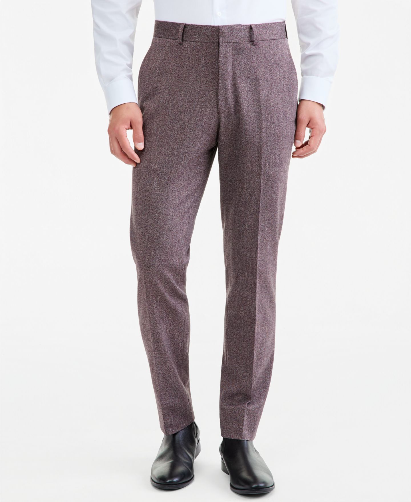 Мужские брюки Kenneth Cole Reaction Eggplant Herringbone Slim Techni-Cole, цвет: Баклажановый — фото 3