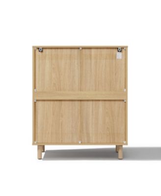 31.5” Hazel Oak Manufactured Wood Storage Cabinet with Drawer and Rubberwood Legs