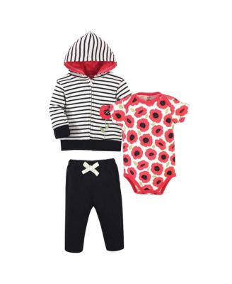 Baby Girls Natural Cotton Hoodie, Bodysuit or Tee Top, and Pant