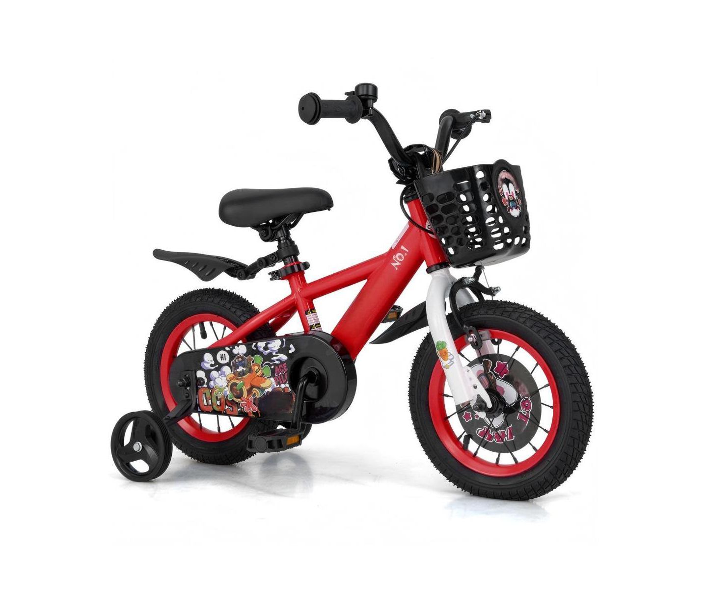 Детская игрушка HONGGE 12-Inch Steel Kids Bike with Adjustable Seat and Storage Basket, Ages 3-4, цвет: Красный — фото 1