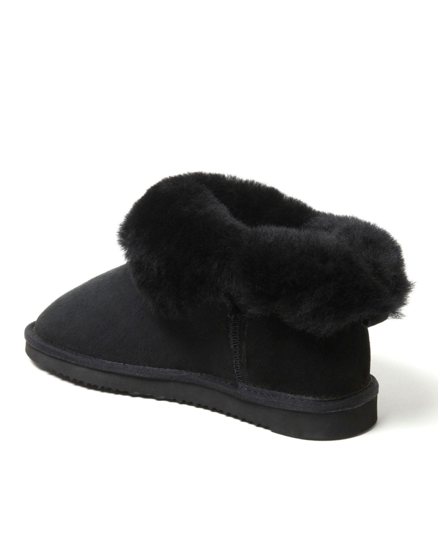 Женские ботинки Dearfoams Perth Genuine Shearling Foldover Boot, цвет: Чёрный — фото 6