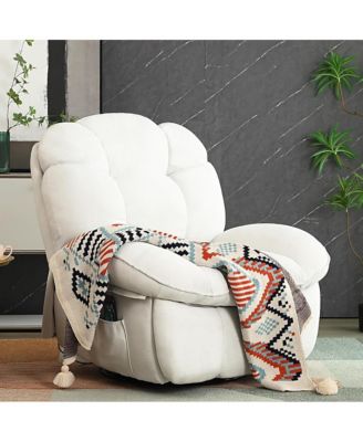 Oversized Swivel Power Recliner Chair, Modern Massage Rocker Recliner Chairs with Heated, USB-C Ports and Side Pocket