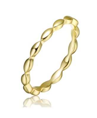 Chic 14K Gold Plated Round CZ Geometric Stacking Ring