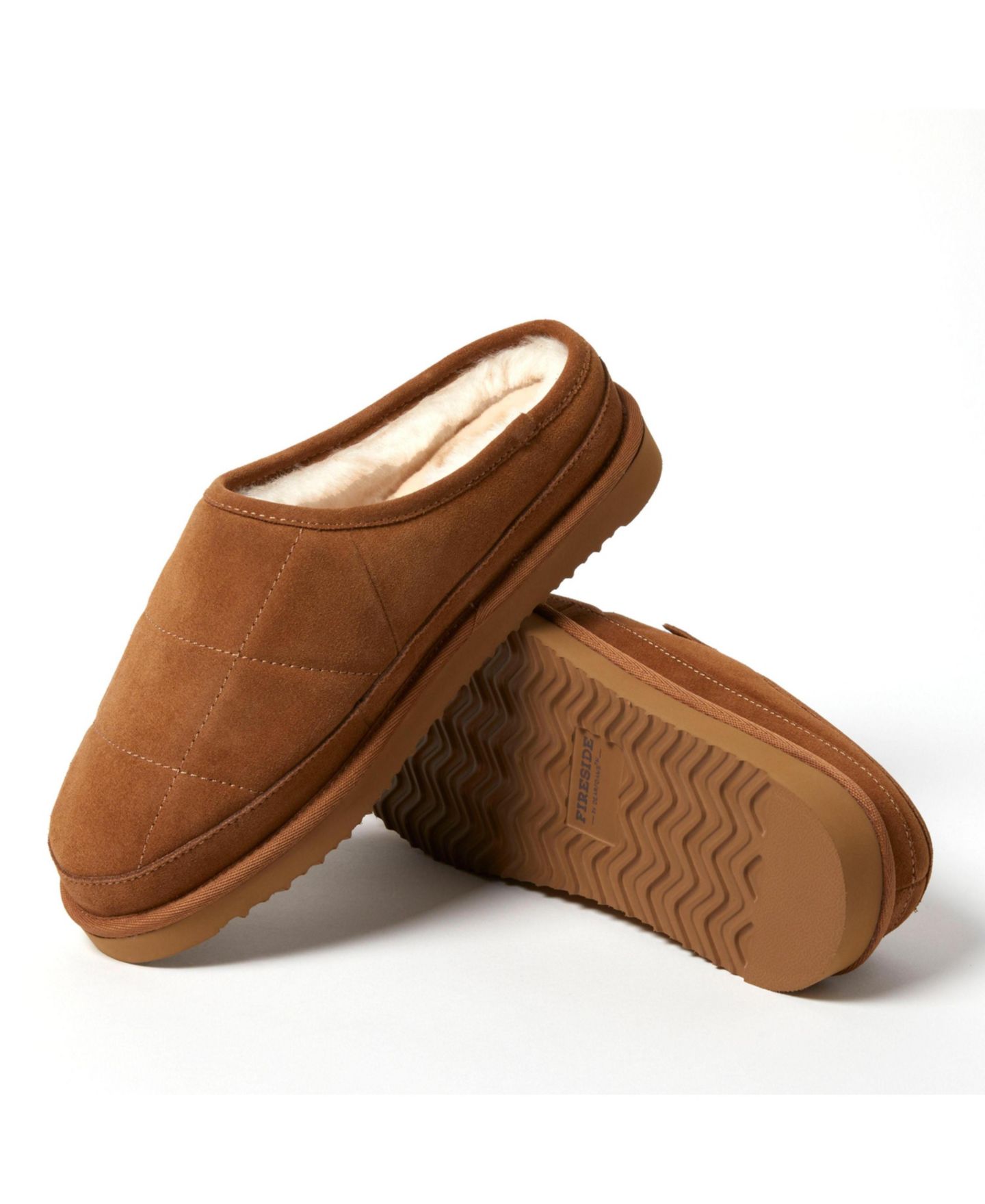 Мужские сабо Dearfoams Fireside by Grafton Quilted Genuine Shearling Clog Slipper, цвет: Каштановый — фото 7