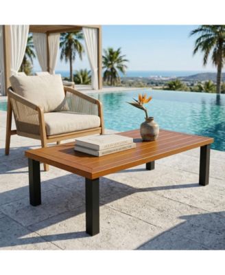 Rectangular Outdoor Coffee Table, Aluminum Patio Coffee Table with Rust-Resistant Frame, Modern Outdoor Table for Patio, Garden, Backyard