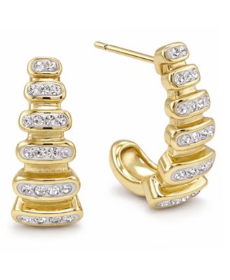 And Now This Clear Crystal Graduated J Hoop Post Earring - Gold