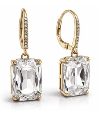 Clear Crystal Drop Leverback Earrings