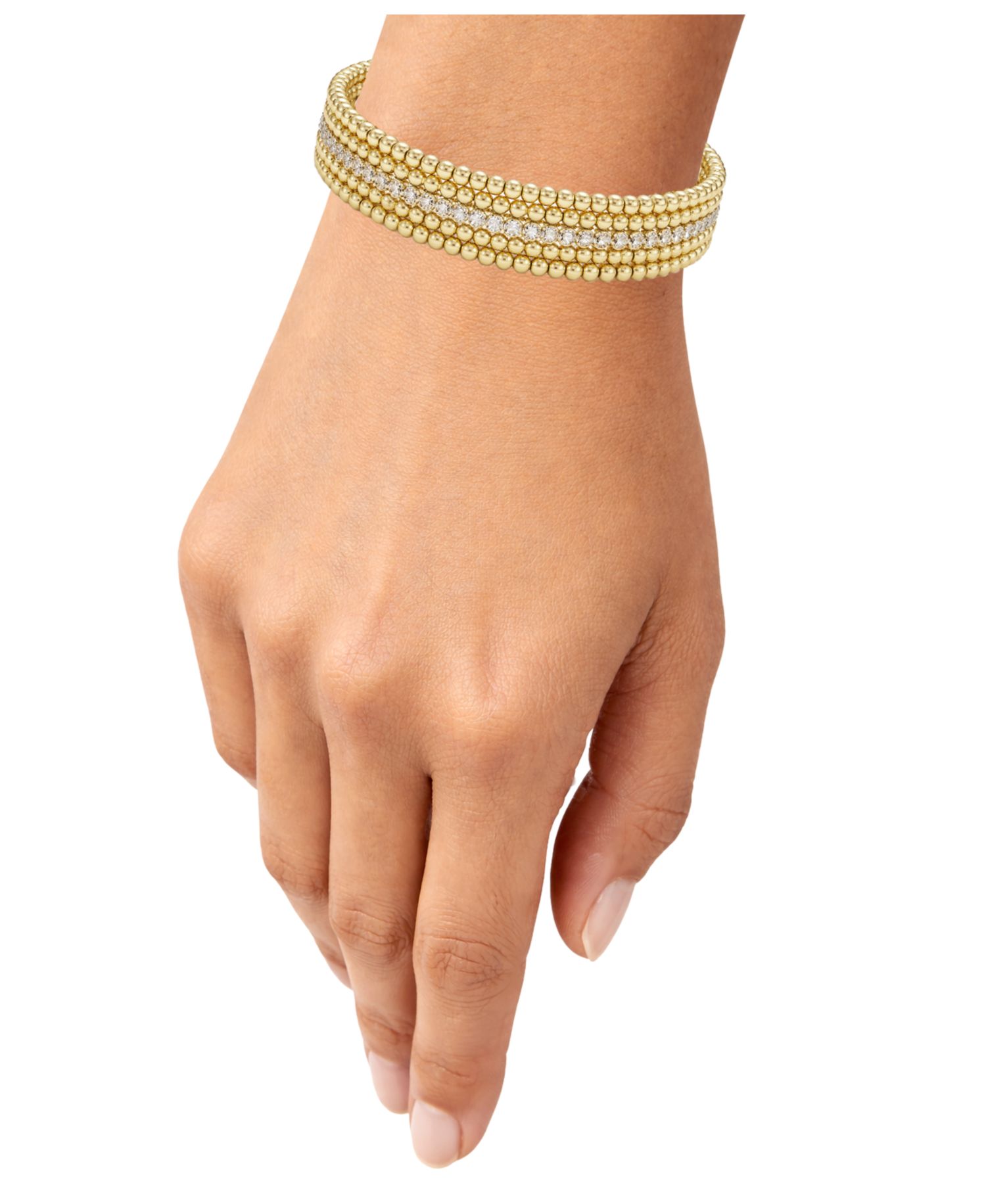 Clear Cubic Zirconia Beaded Bangle Bracelet