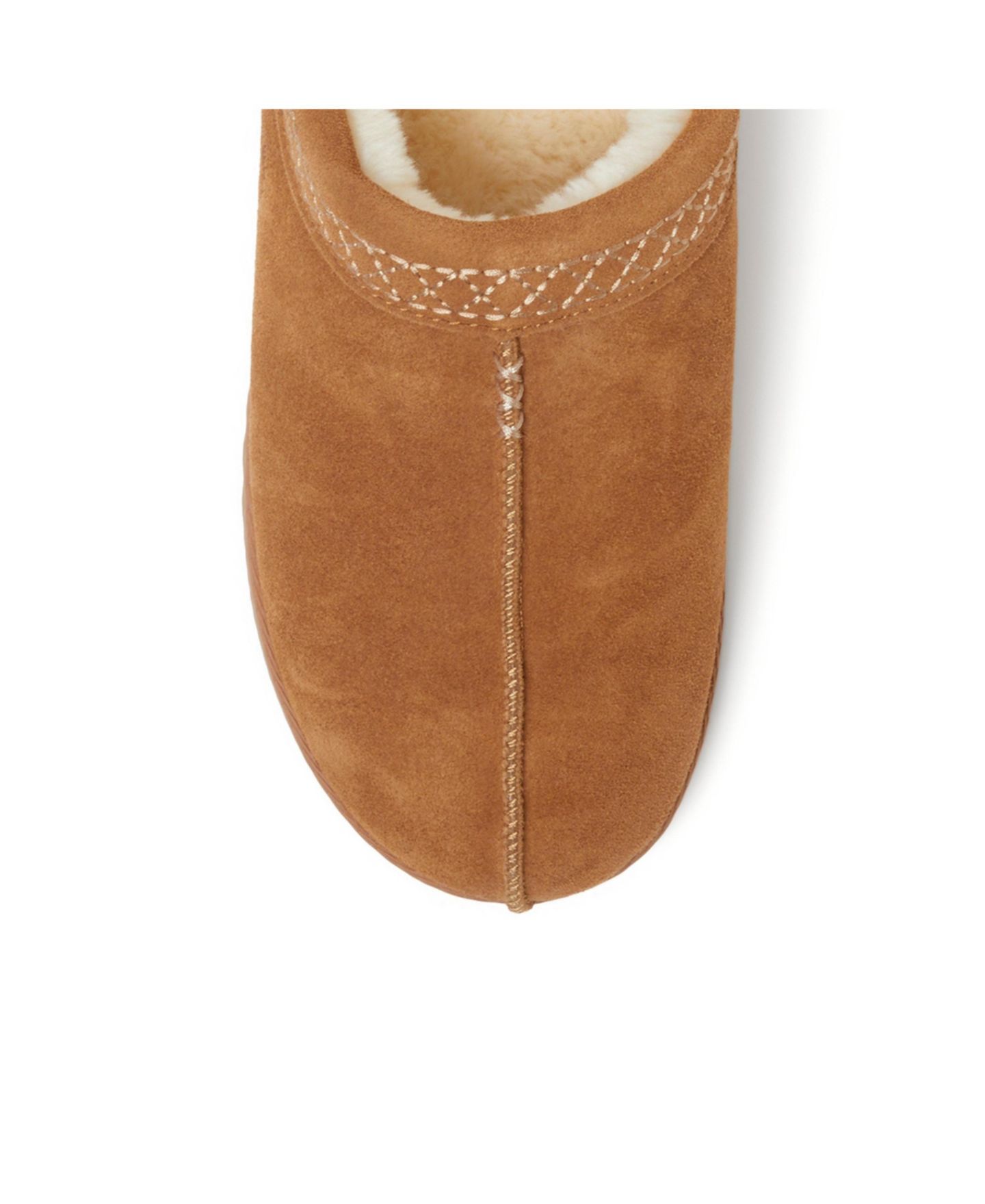 Мужские тапочки Dearfoams Dean Genuine Suede Clog Slipper with Embroidery, цвет: Каштановый — фото 14