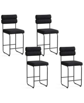 Set of 4 Counter Height Bar Stools 26'' Counter Stools w/ Metal Frame and Footrest