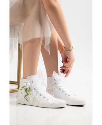 Women's Sylvara Floral Lace Ribbon Bridal High Top Sneaker