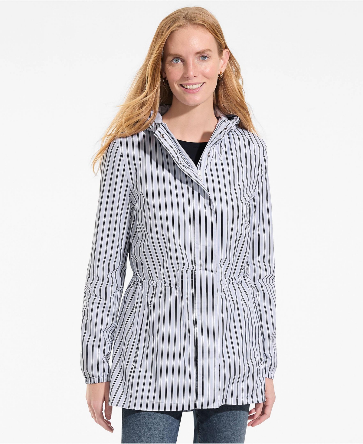 Lands' End Women's Print Waterproof Hooded Packable Raincoat