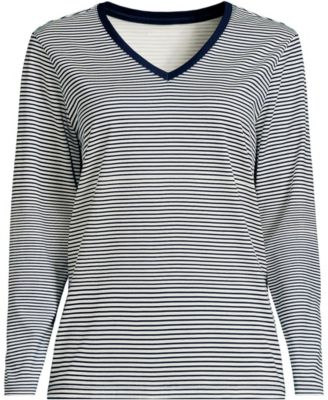 Plus Size Supima Cotton Long Sleeve V-Neck T-Shirt